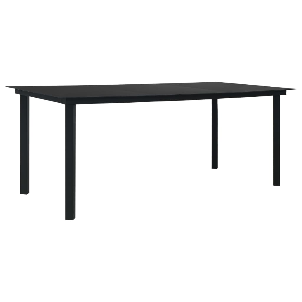 Ensemble à manger de jardin 9 pcs noir verre et acier