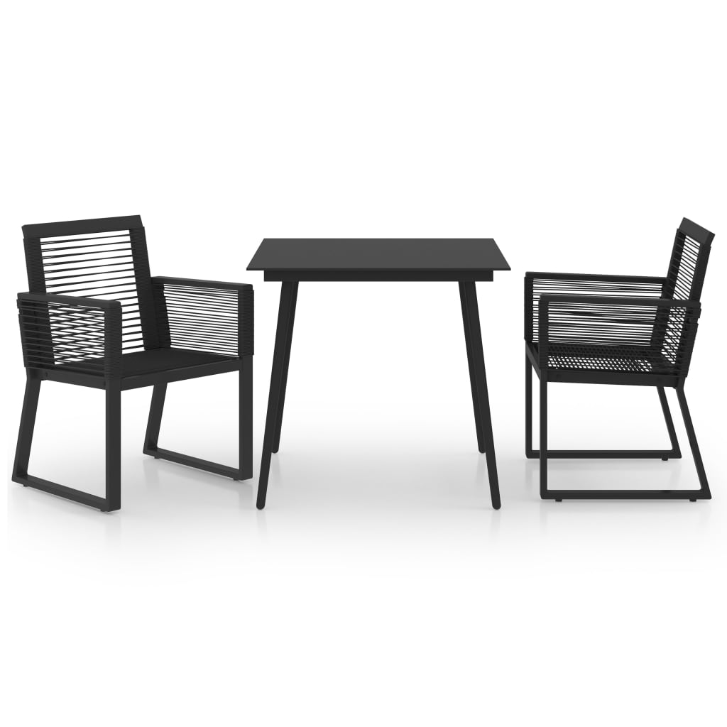 Ensemble à manger d'extérieur 3 pcs Rotin PVC Noir