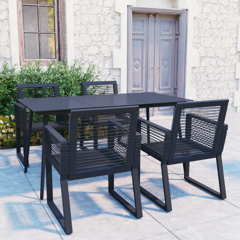 Ensemble à manger d'extérieur 5 pcs Rotin PVC Noir
