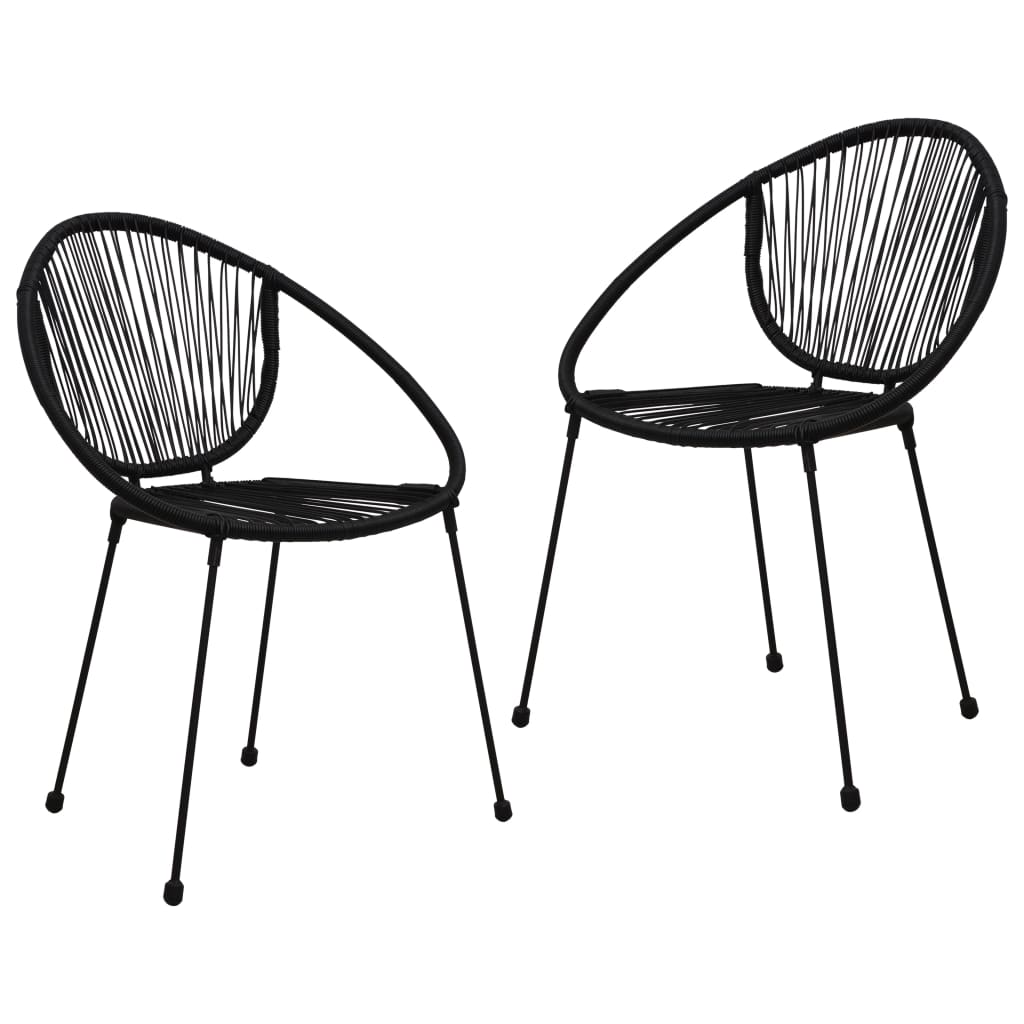 Ensemble à manger d'extérieur 3 pcs Rotin PVC Noir