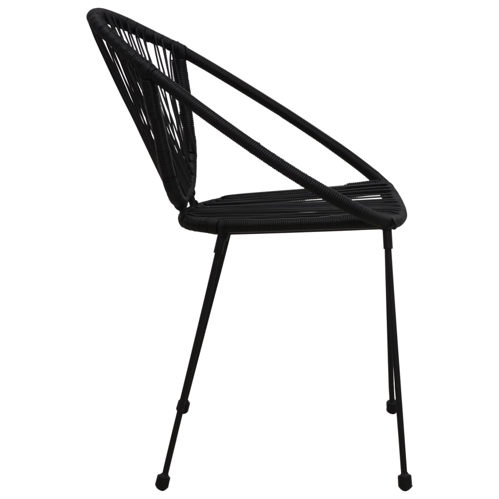 Ensemble à manger d'extérieur 3 pcs Rotin PVC Noir