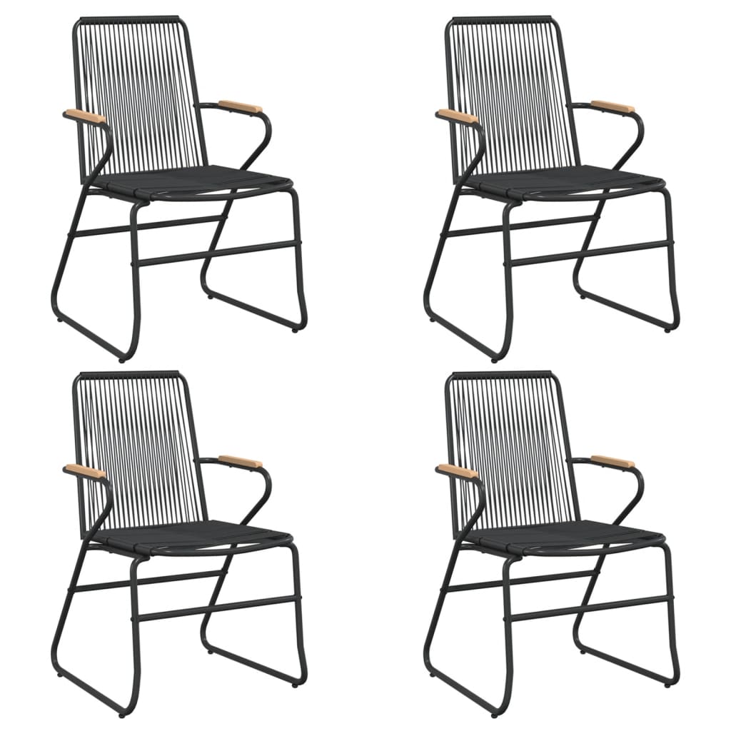 Ensemble à manger de jardin 5 pcs Noir Rotin PVC