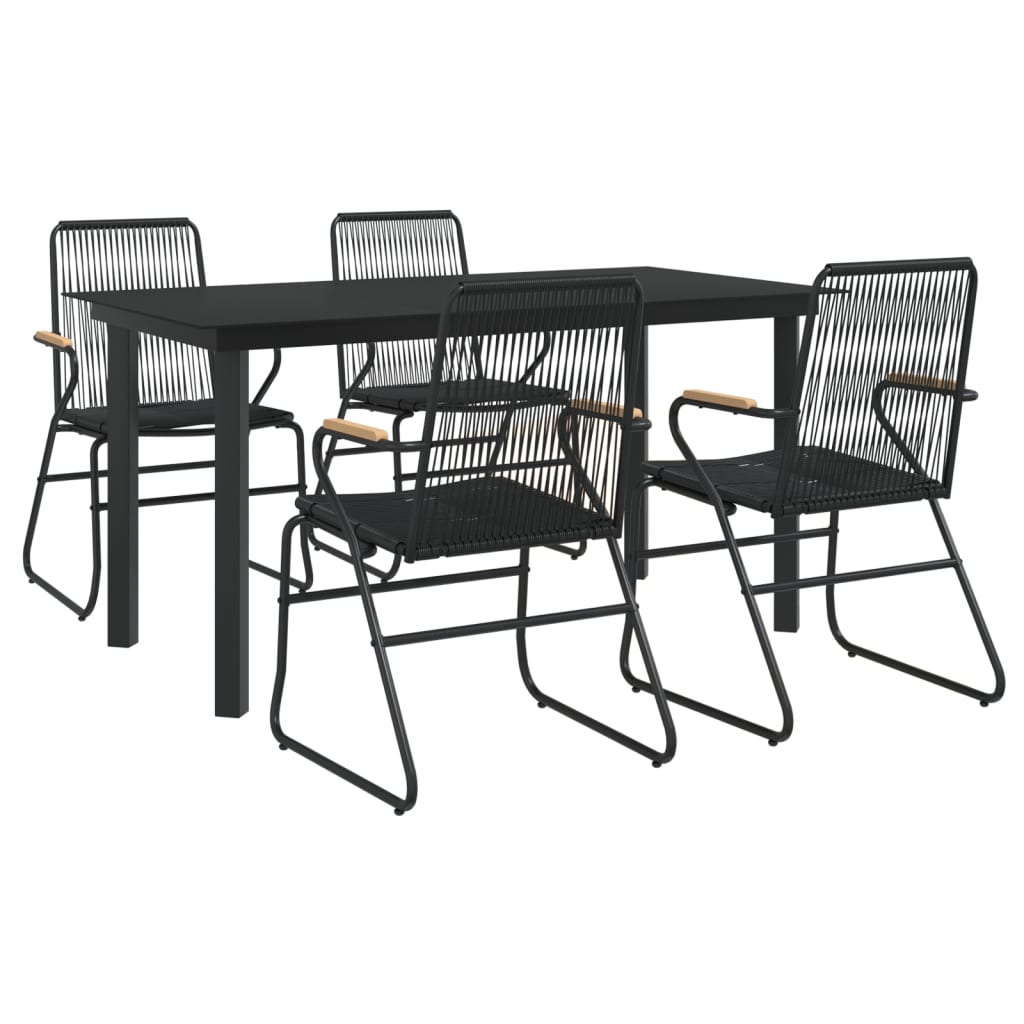 Ensemble à manger de jardin 5 pcs Noir Rotin PVC