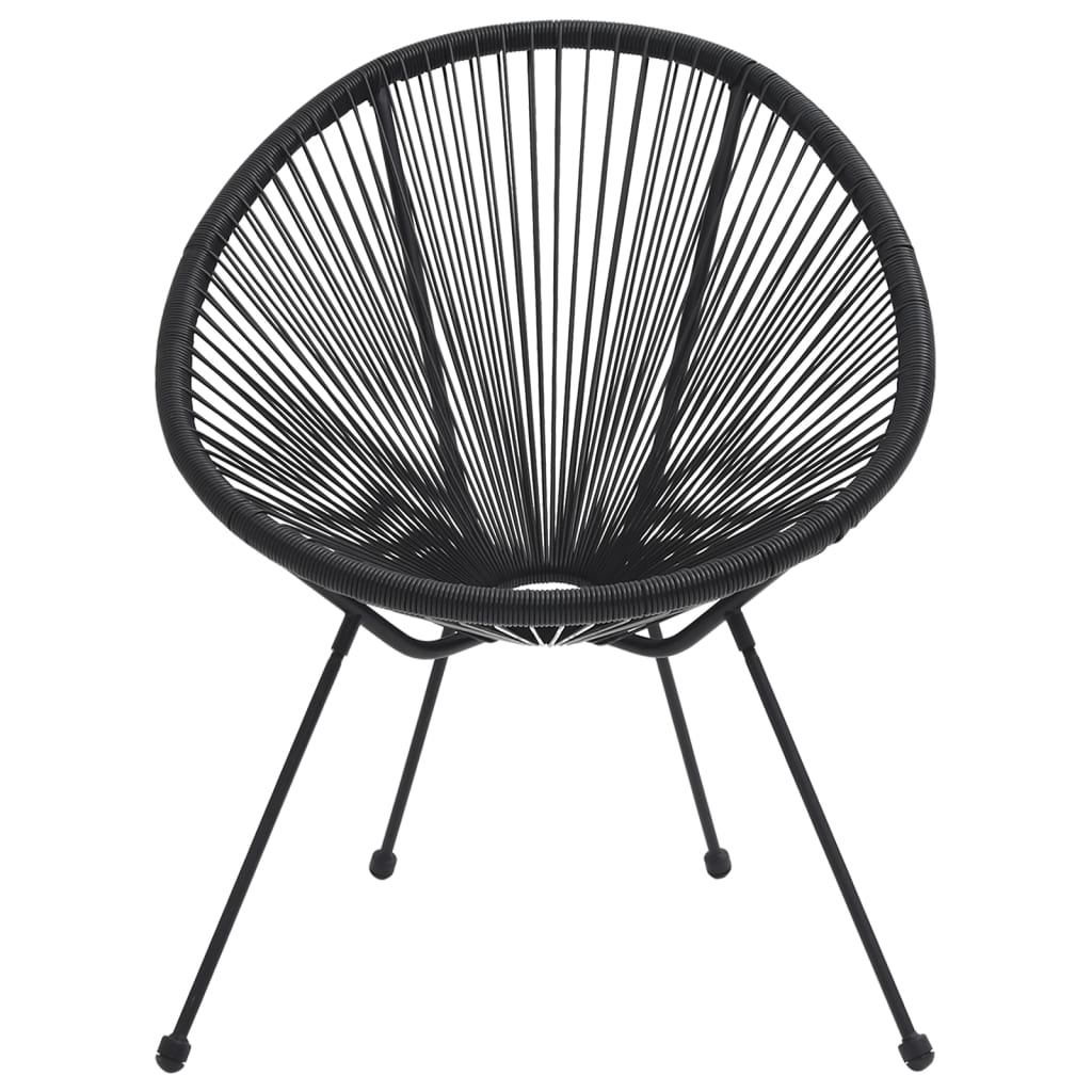 Ensemble à dîner d'extérieur 3 pcs Rotin PVC Noir
