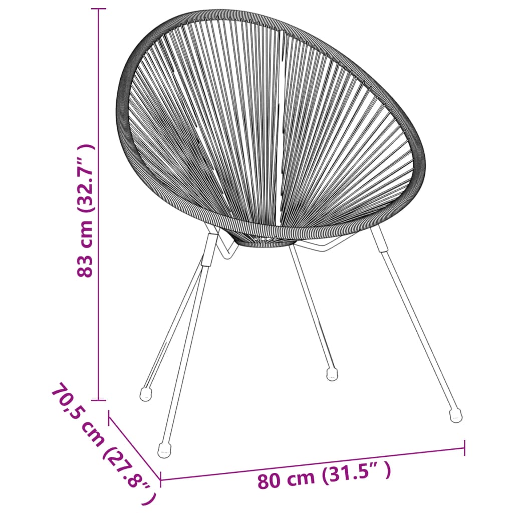 Ensemble à dîner d'extérieur 3 pcs Rotin PVC Noir