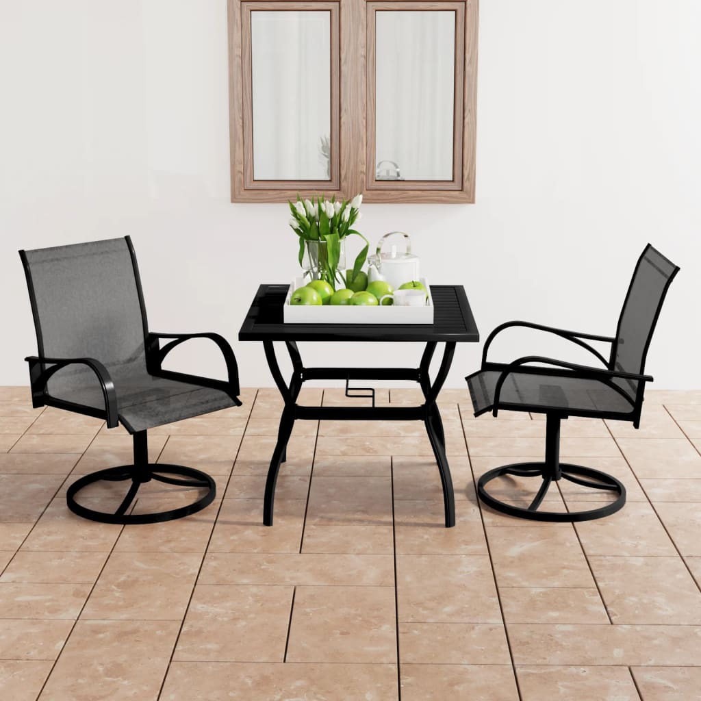 Ensemble à manger de jardin 3 pcs textilène et acier