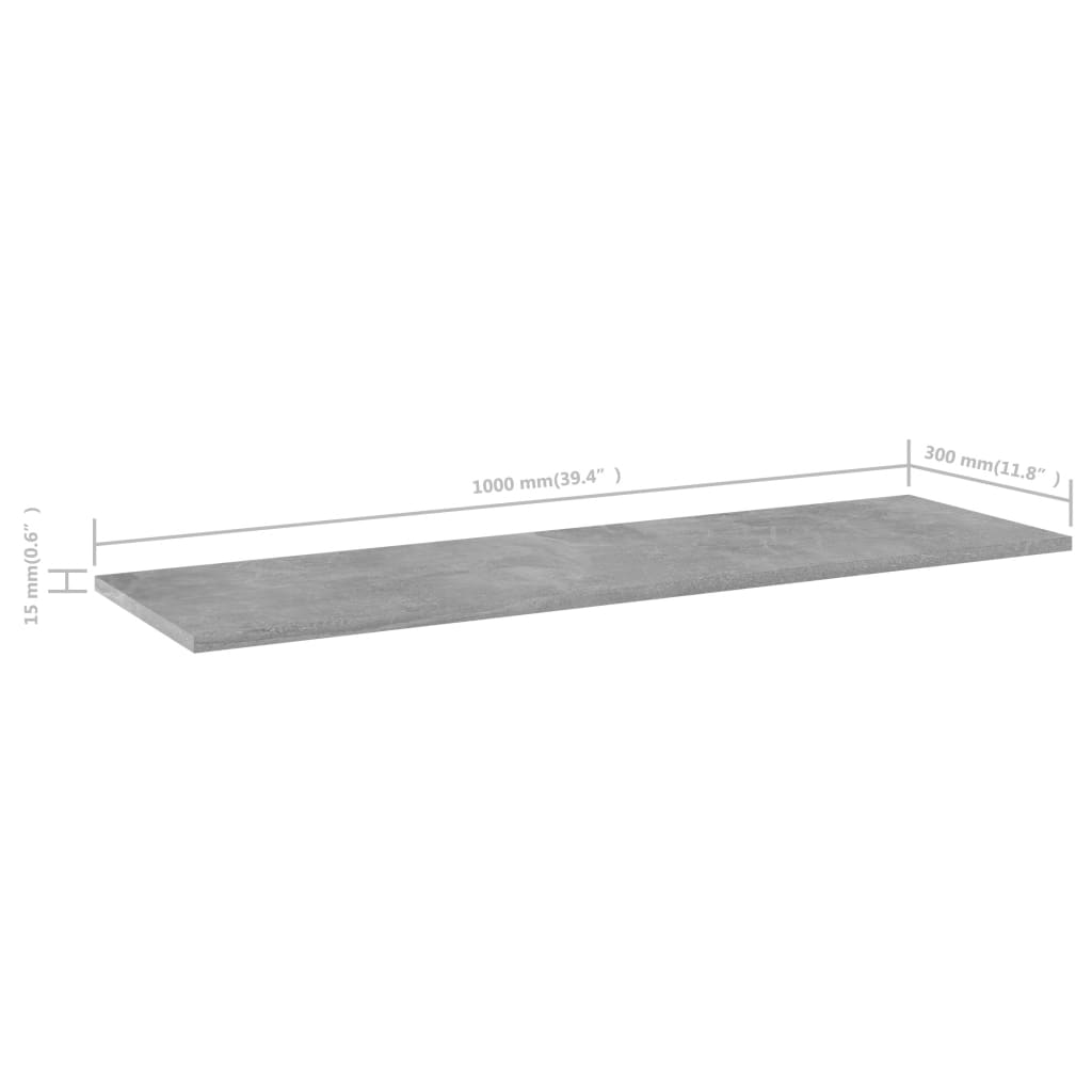 Panneaux de bibliothèque 8pcs Gris béton 100x30x1,5cm Aggloméré