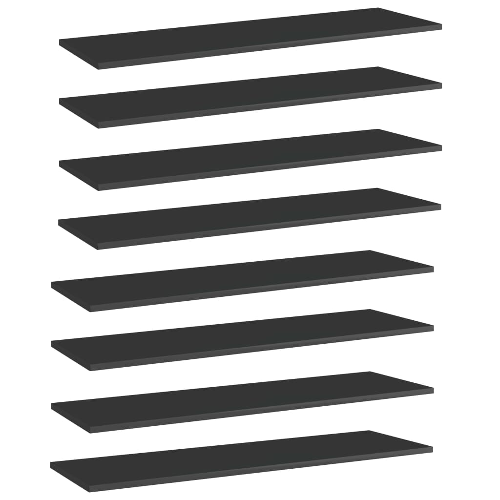 Panneaux bibliothèque 8pcs Noir brillant 100x30x1,5cm Aggloméré