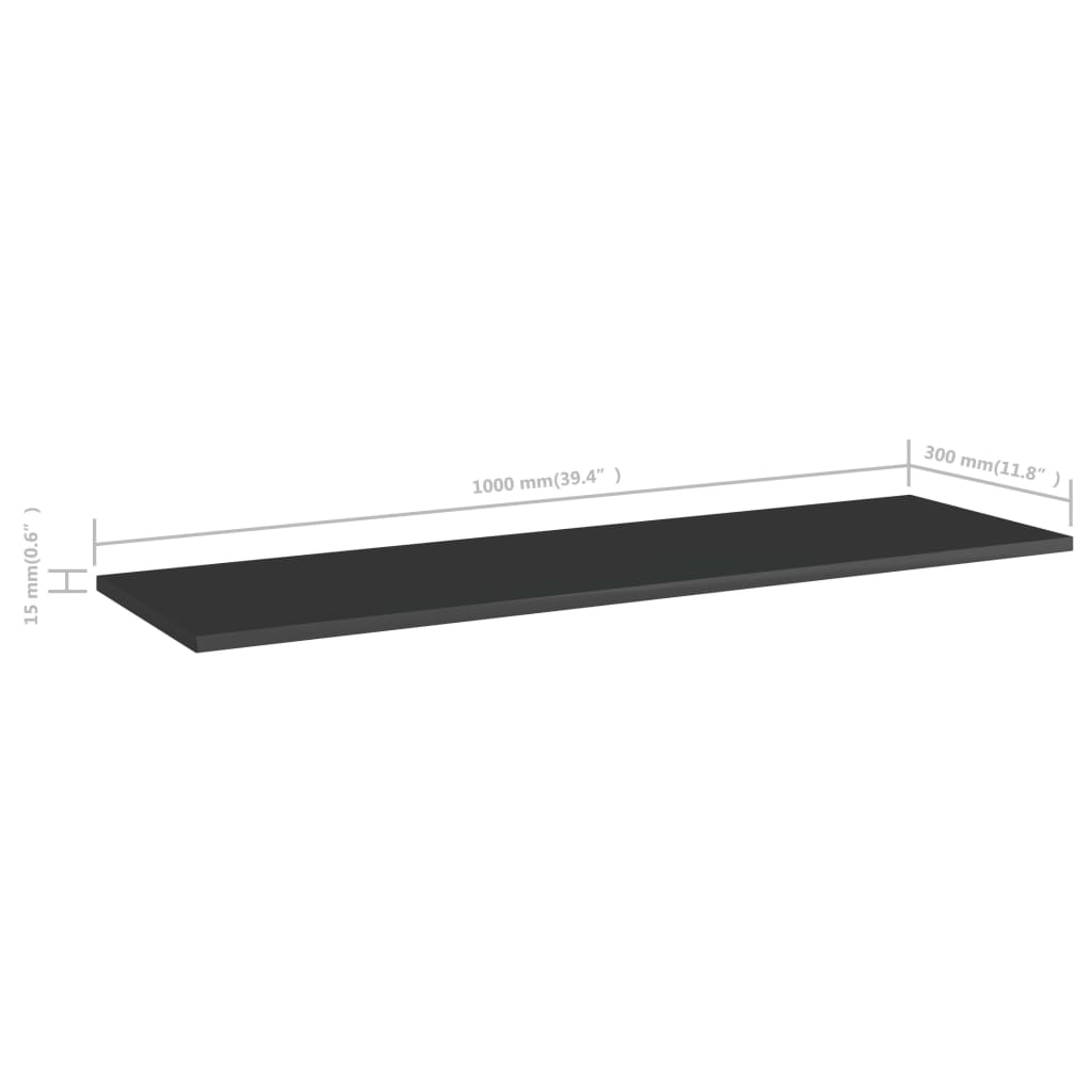 Panneaux bibliothèque 8pcs Noir brillant 100x30x1,5cm Aggloméré
