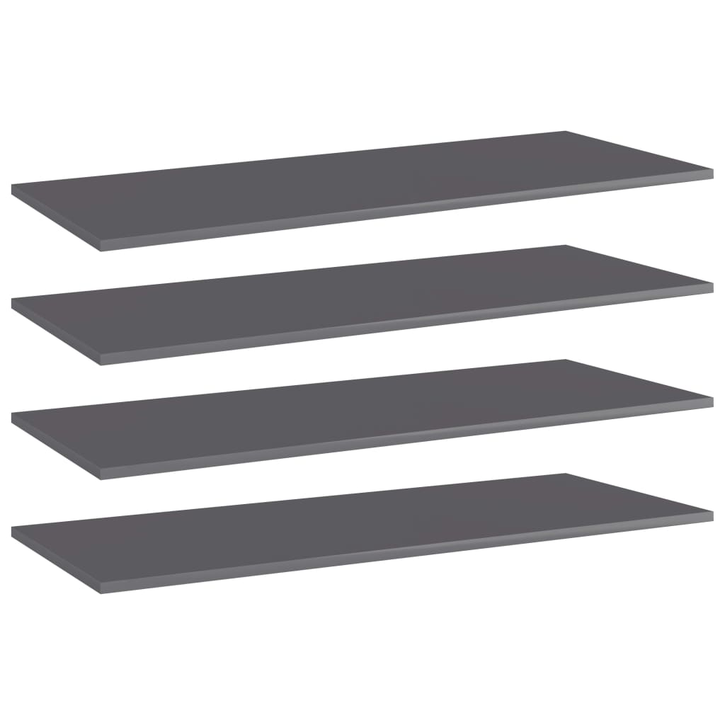 Panneaux bibliothèque 4pcs Gris brillant 100x40x1,5cm Aggloméré