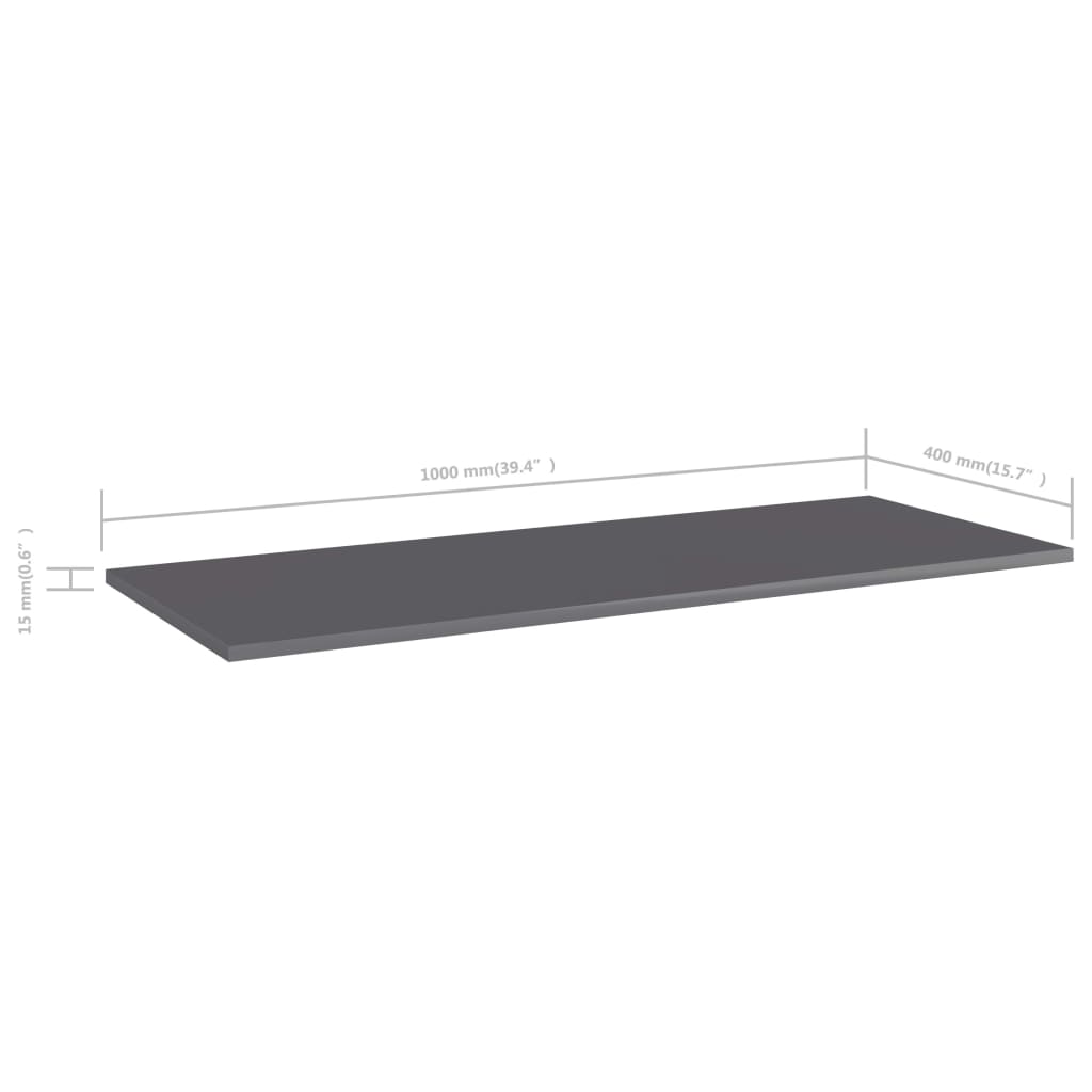Panneaux bibliothèque 4pcs Gris brillant 100x40x1,5cm Aggloméré