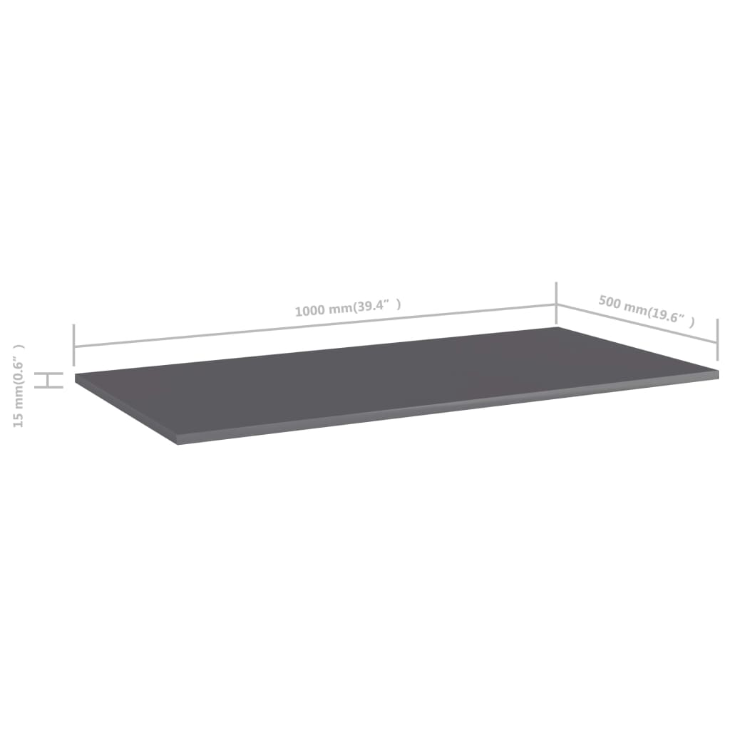 Panneaux bibliothèque 4pcs Gris brillant 100x50x1,5cm Aggloméré