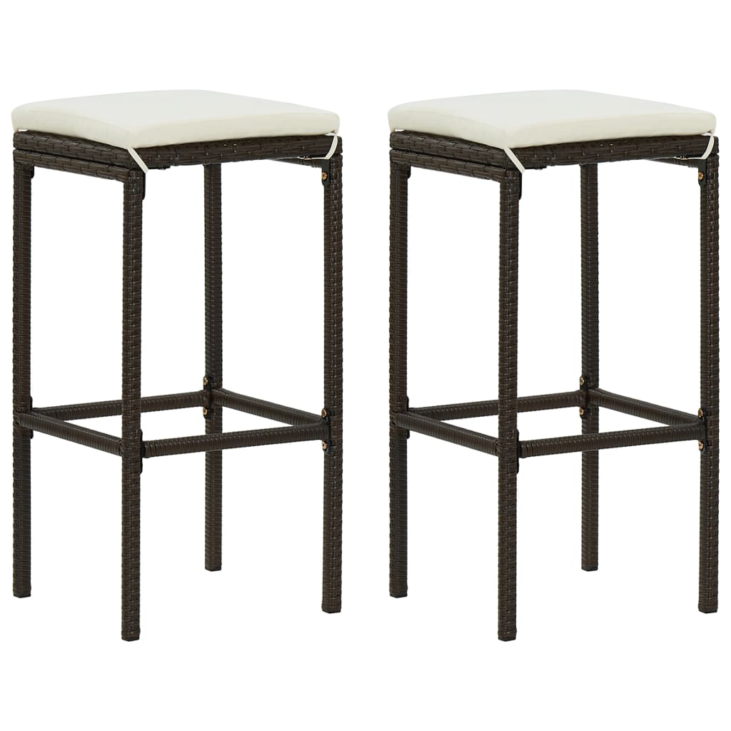 Ensemble de bar de jardin 3pcs coussins Résine tressée Marron