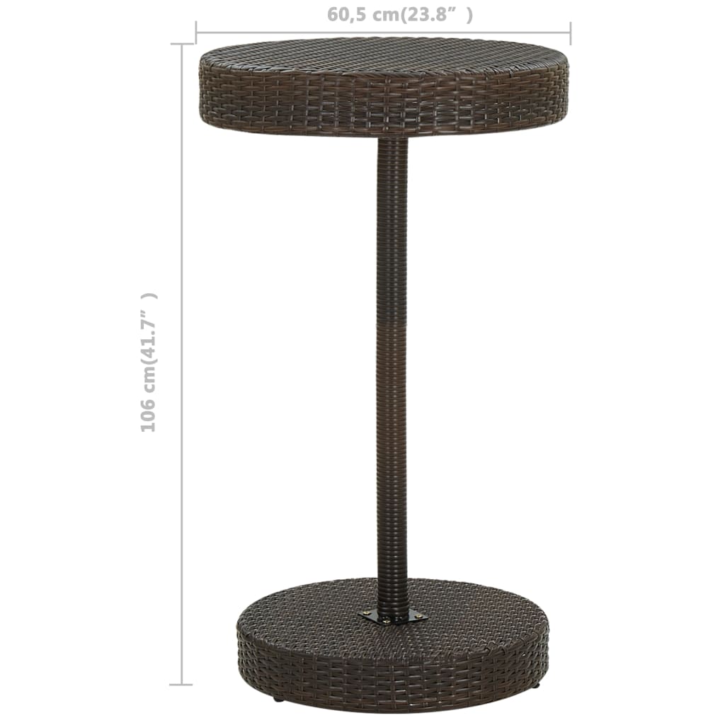 Ensemble de bar de jardin 3pcs coussins Résine tressée Marron