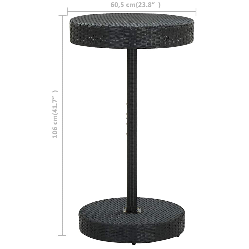 Ensemble de bar de jardin 3 pcs et coussins Résine tressée Noir