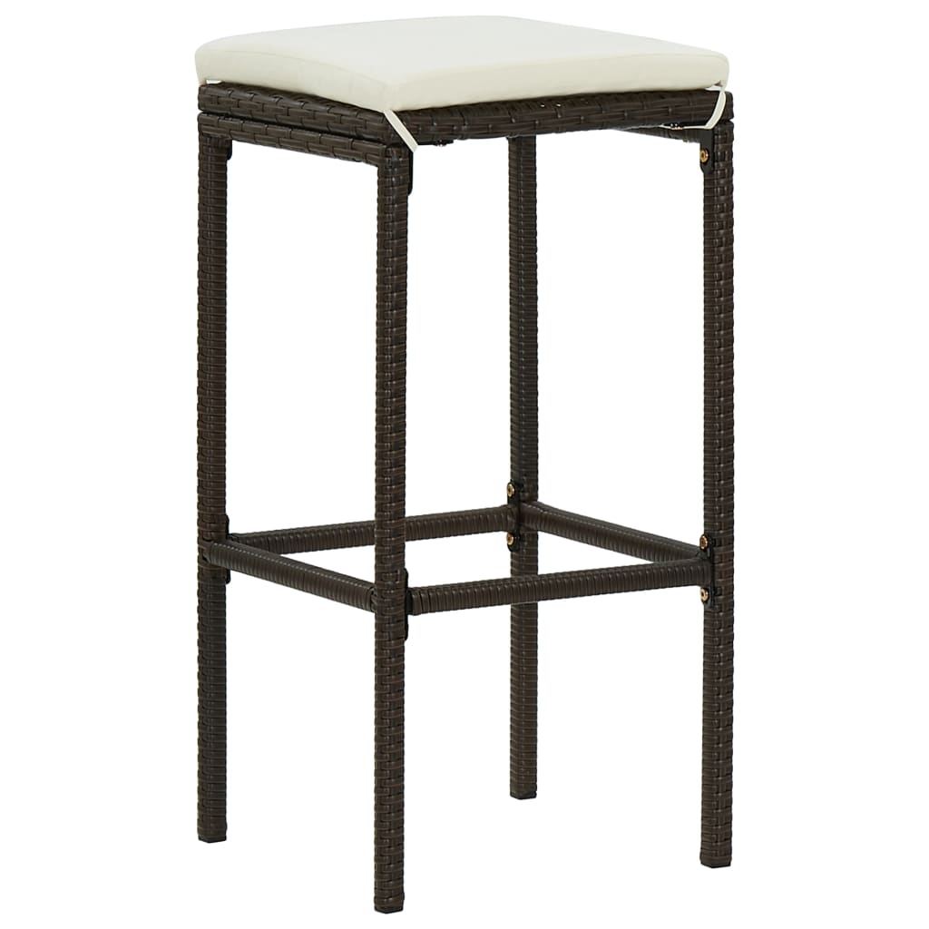 Ensemble bar de jardin 5 pcs et coussins Résine tressée Marron