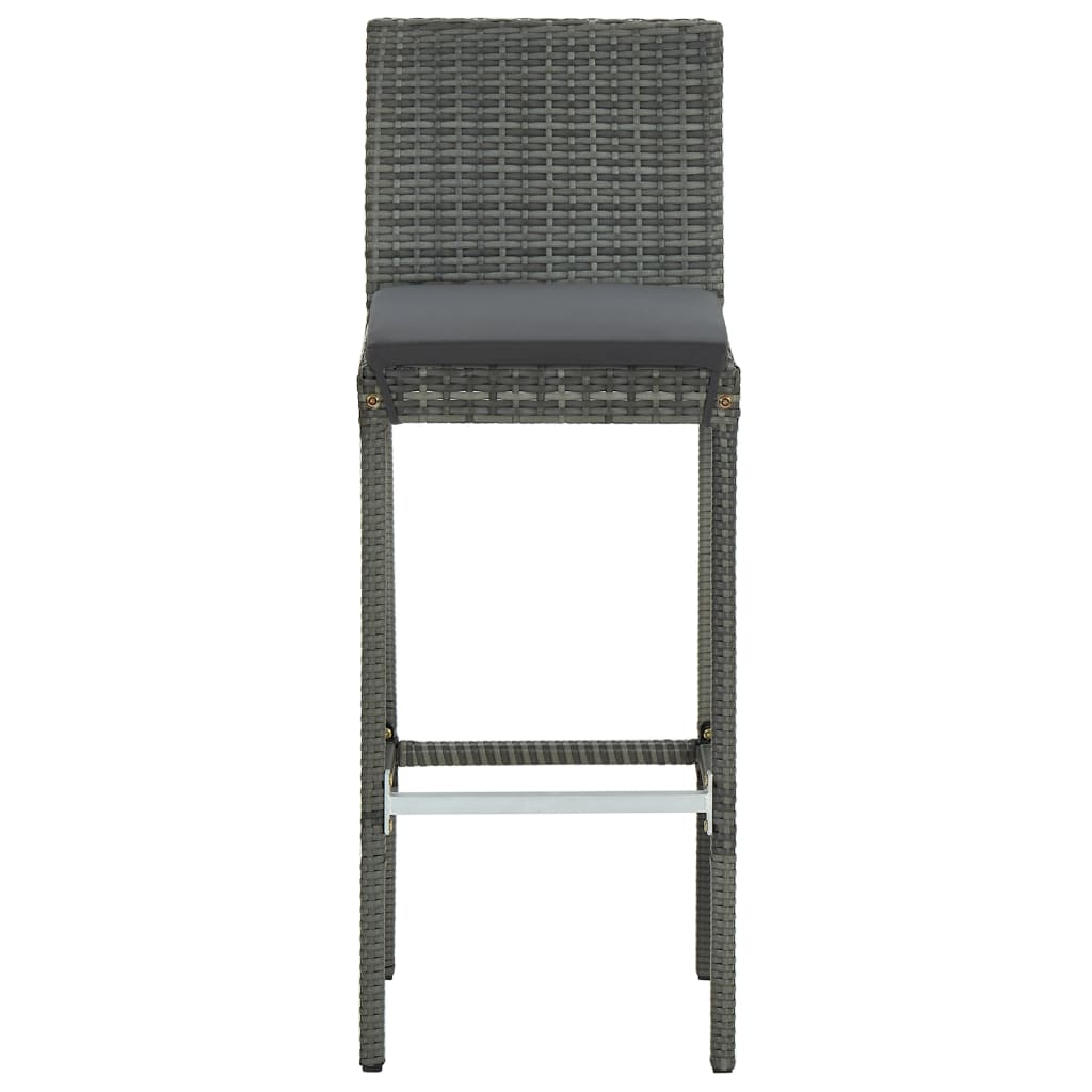 Ensemble de bar de jardin 3 pcs et coussins Résine tressée Gris