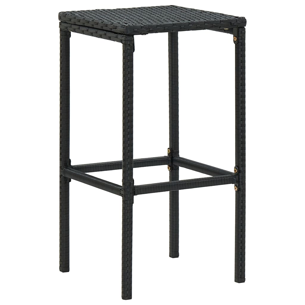 Ensemble de bar de jardin 3 pcs et coussins Résine tressée Noir