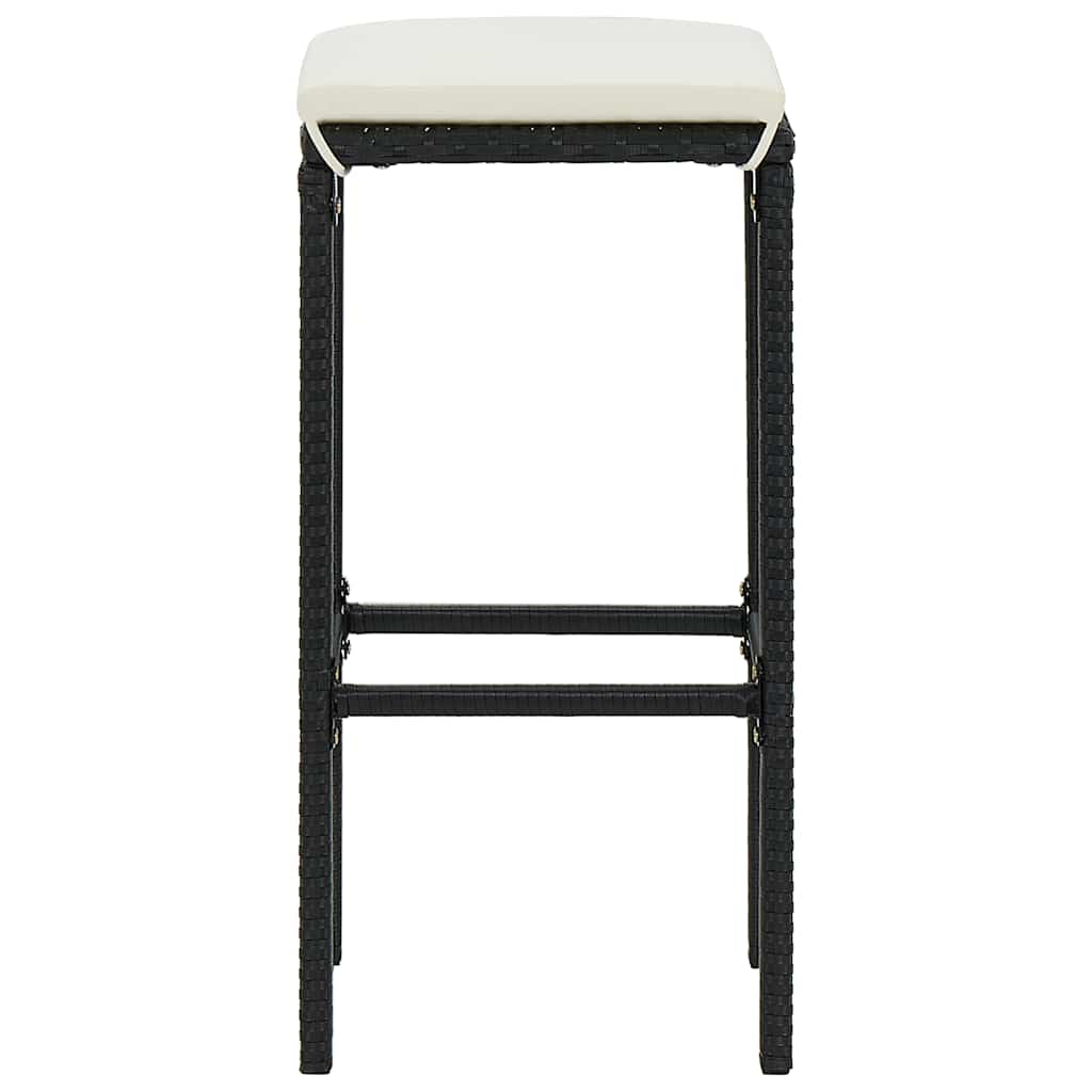 Ensemble de bar de jardin 7 pcs et coussins Résine tressée Noir