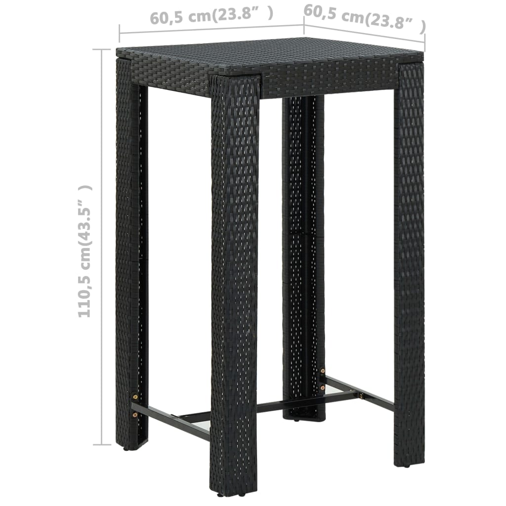 Ensemble de bar d'extérieur 5 pcs coussins Résine tressée Noir