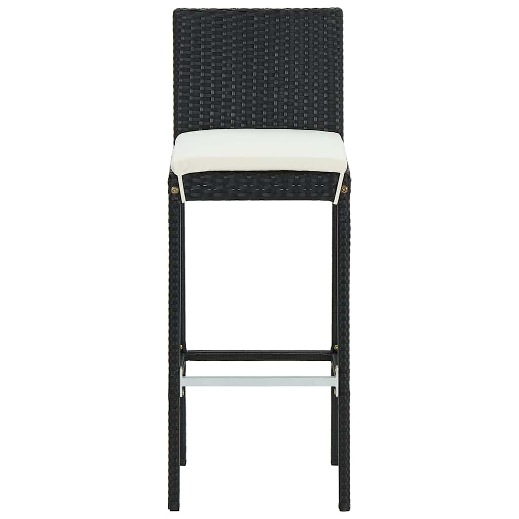 Ensemble de bar d'extérieur 7 pcs coussins Résine tressée Noir