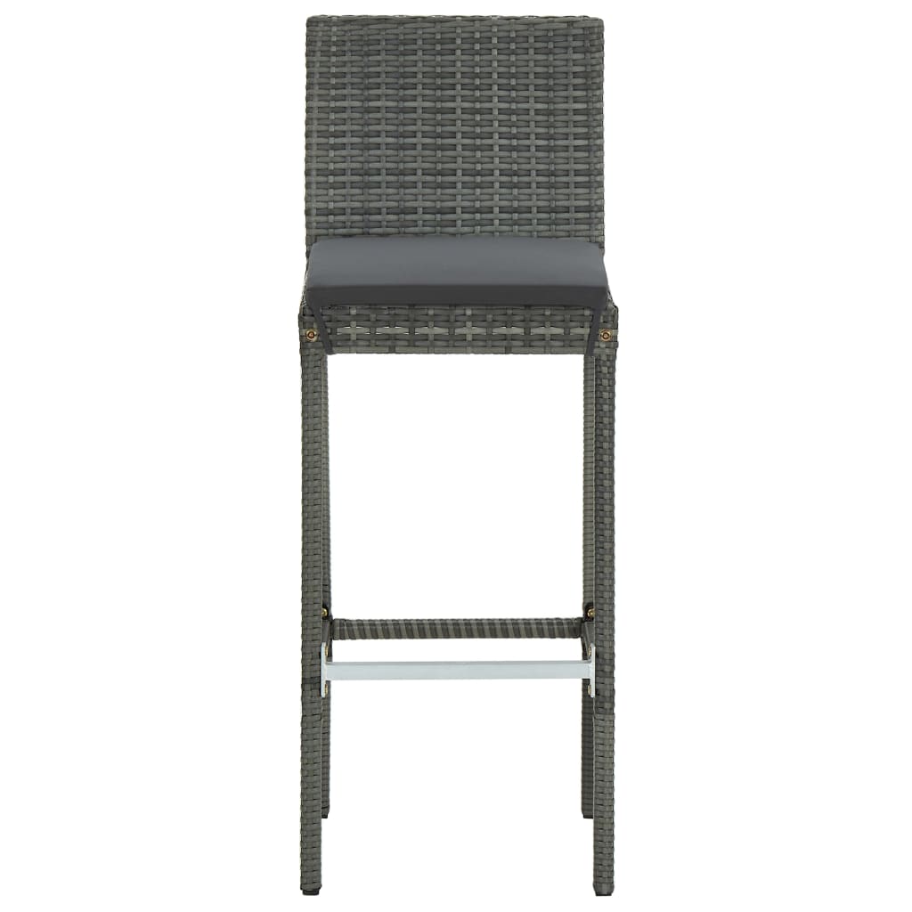 Ensemble de bar d'extérieur 7 pcs coussins Résine tressée Gris