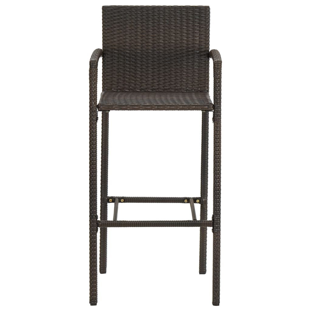 Ensemble de bar d'extérieur 5 pcs accoudoir Poly rotin Marron