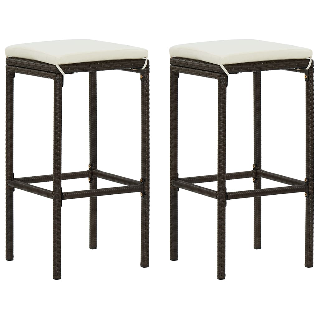 Ensemble de bar de jardin 3 pcs coussins Résine tressée Marron