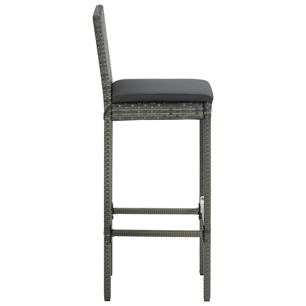 Ensemble de bar de jardin 3 pcs et coussins Résine tressée Gris