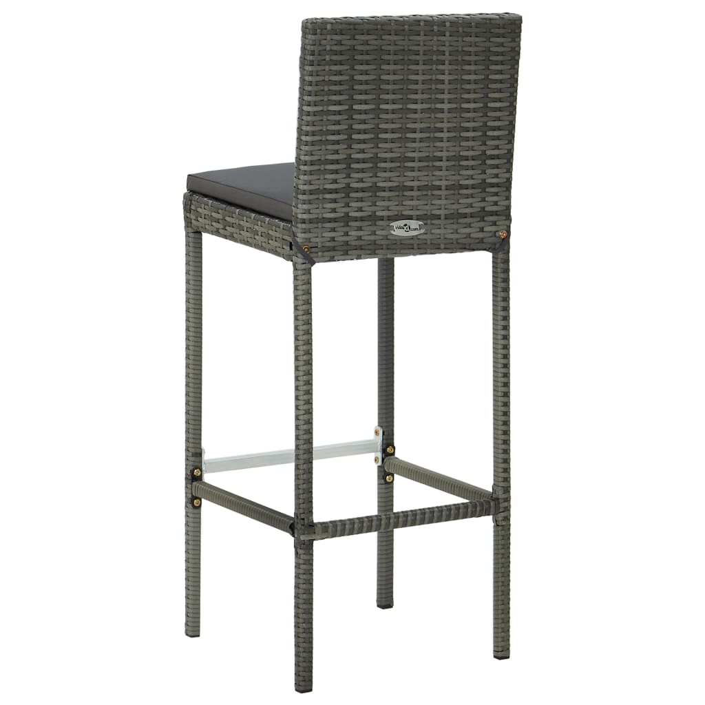 Ensemble de bar de jardin 3 pcs et coussins Résine tressée Gris