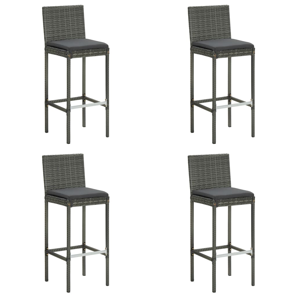 Ensemble de bar de jardin 5 pcs et coussins Résine tressée Gris