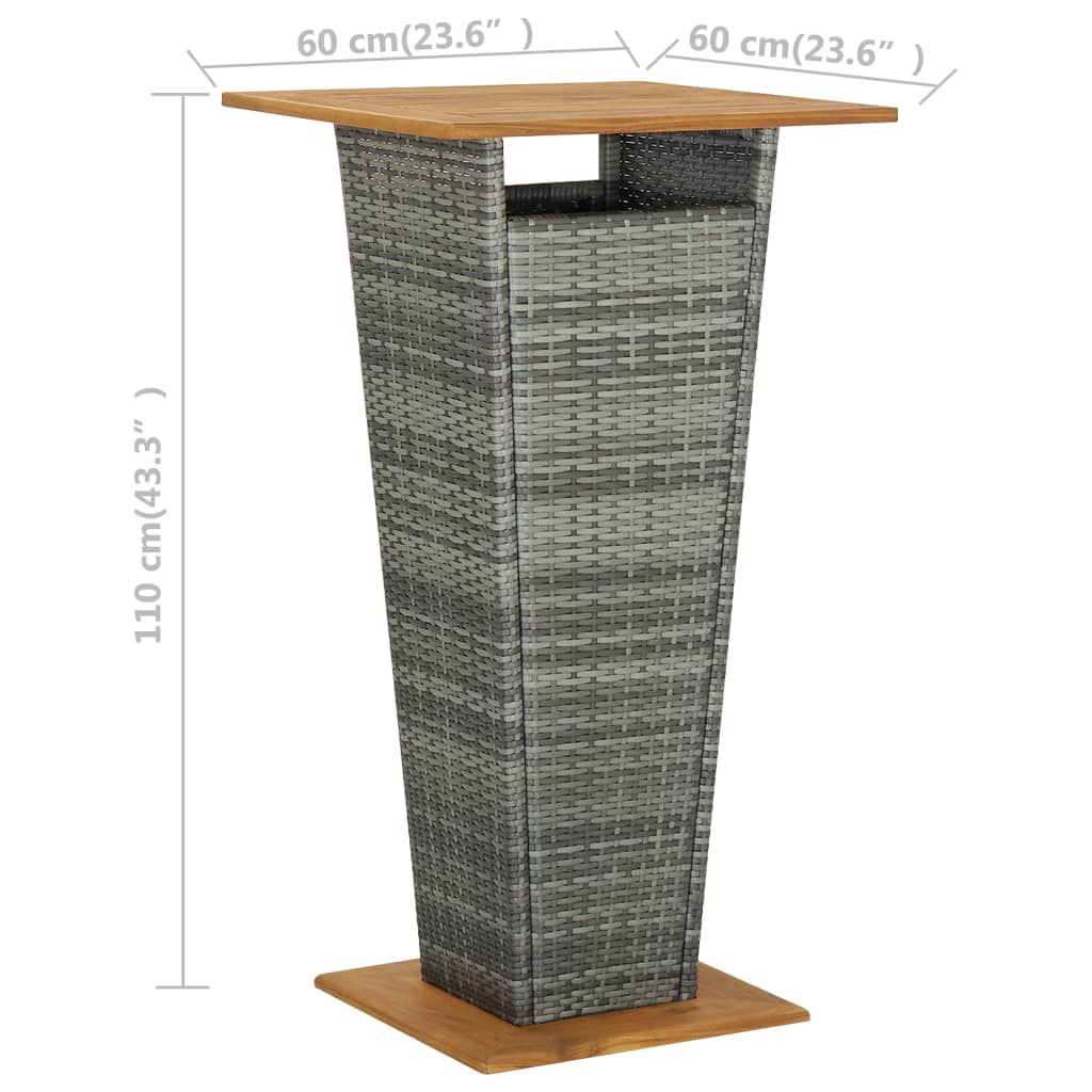 Ensemble de bar de jardin 3 pcs et coussins Résine tressée Gris