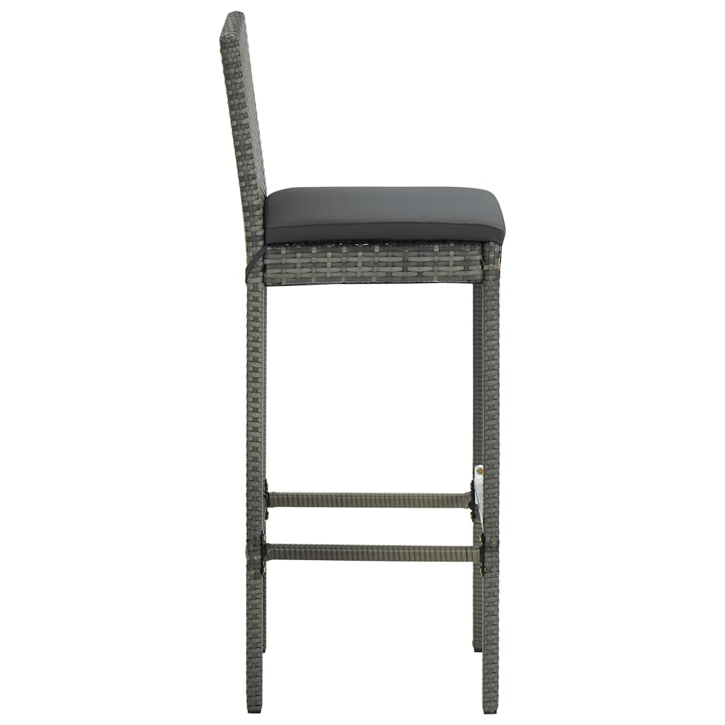 Ensemble de bar de jardin 5 pcs et coussins Résine tressée Gris