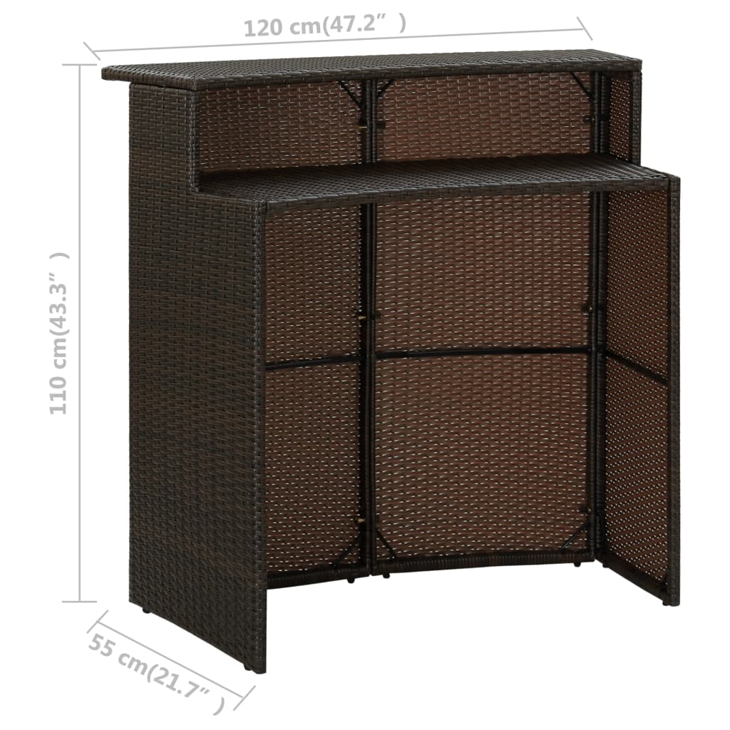 Ensemble de bar de jardin avec coussins 4 pcs Marron