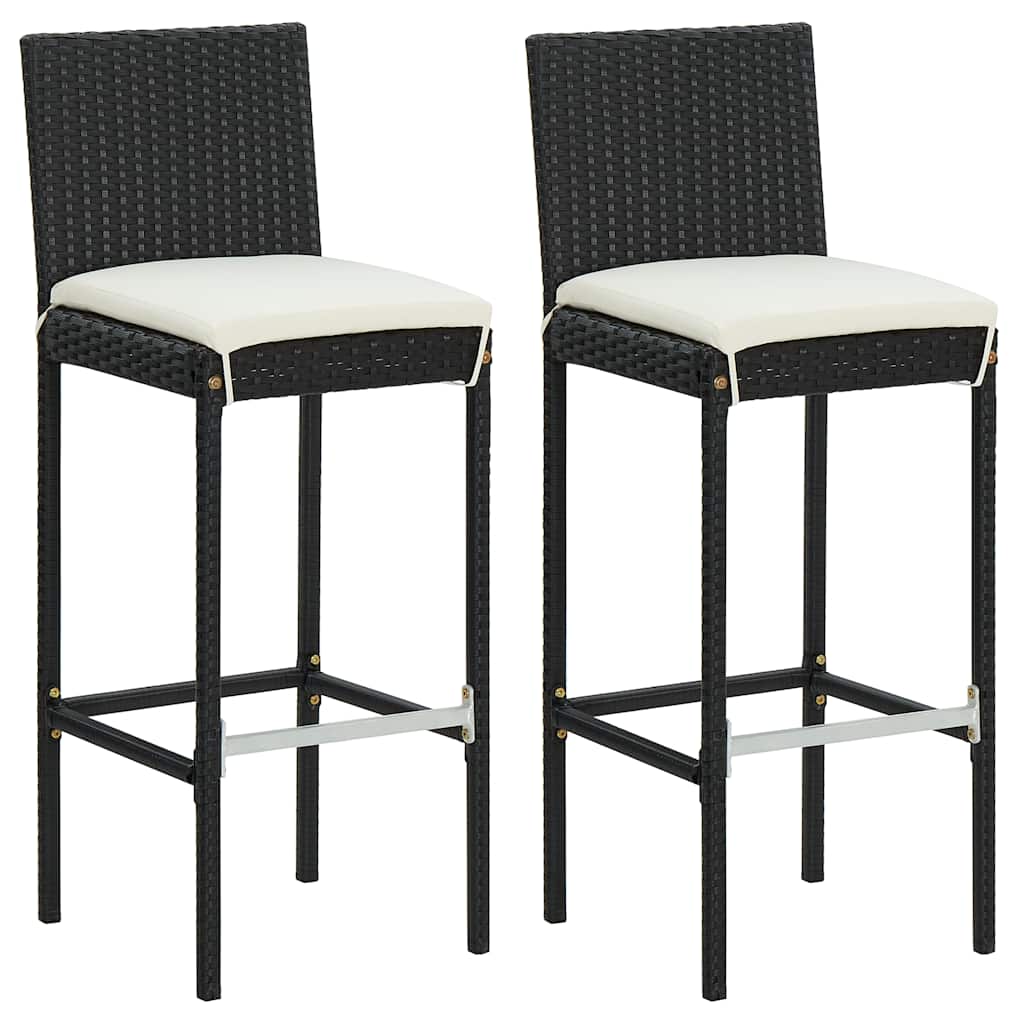 Ensemble de bar de jardin avec coussins 3 pcs Noir