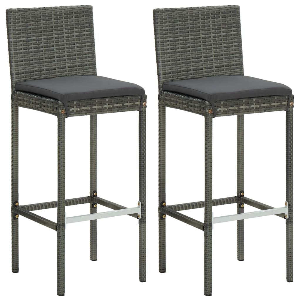 Ensemble de bar de jardin avec coussins 3 pcs Gris