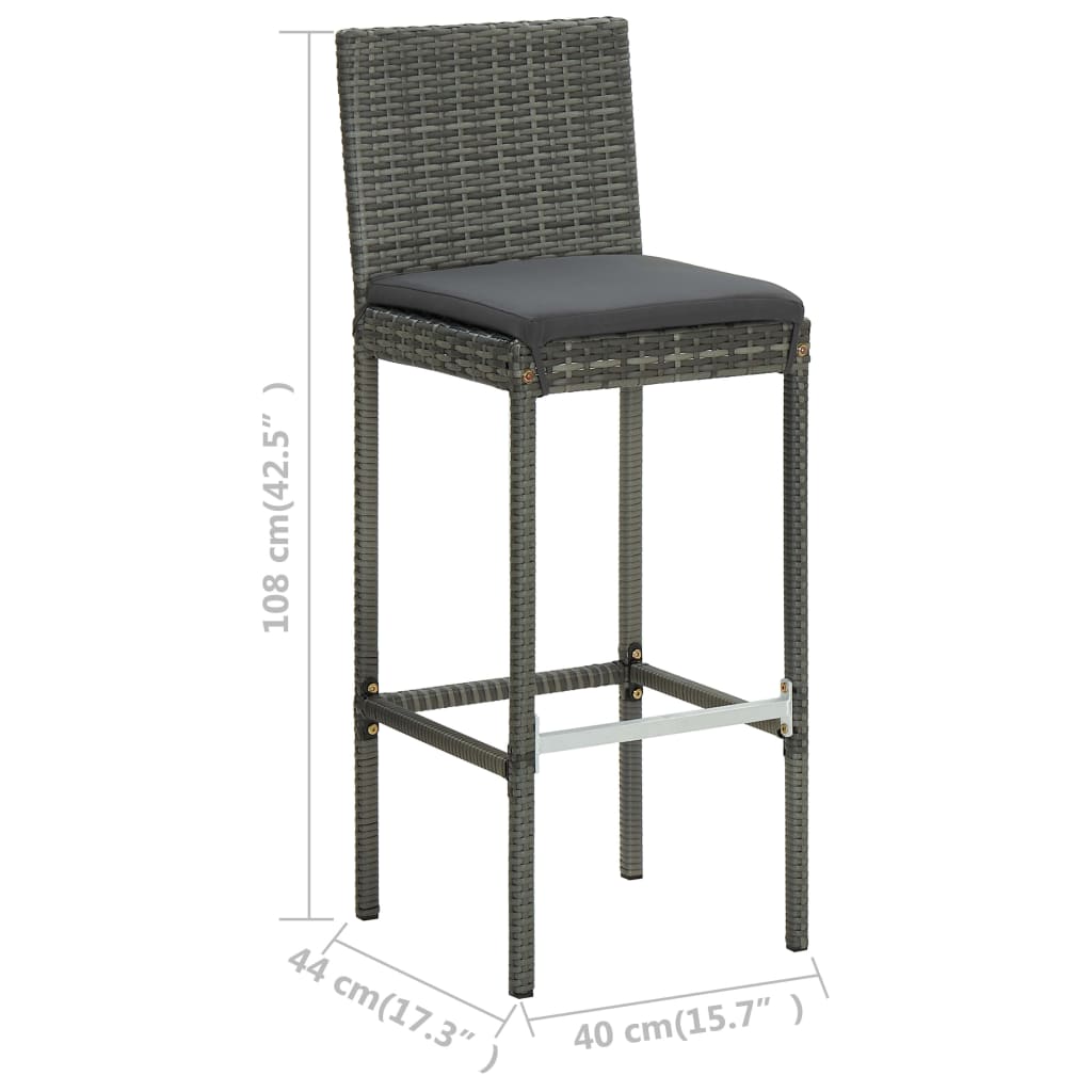 Ensemble de bar de jardin avec coussins 5 pcs Gris