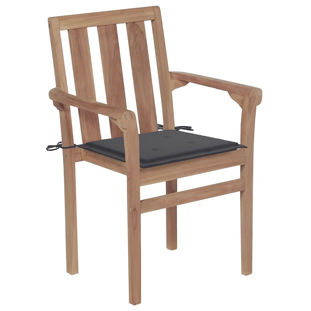 Chaises de jardin lot de 2 et coussins anthracite Bois de teck Chaises de jardin vidaXL
