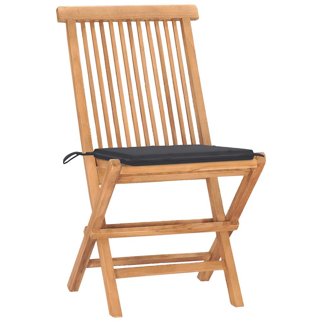 Ensemble à manger d'extérieur pliable avec coussin 3 pcs Teck