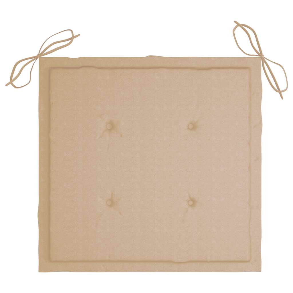 Ensemble à manger d'extérieur pliable avec coussin 3 pcs Teck