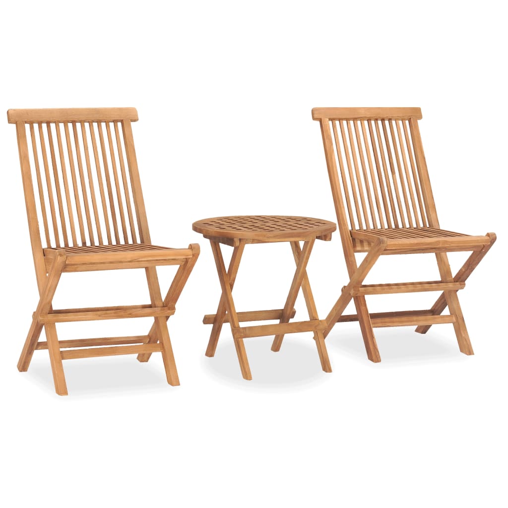 Ensemble à manger d'extérieur pliable avec coussin 3 pcs Teck
