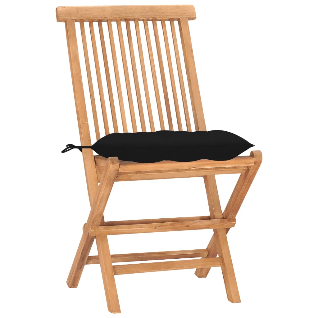 Ensemble à manger d'extérieur pliable avec coussin 3 pcs Teck