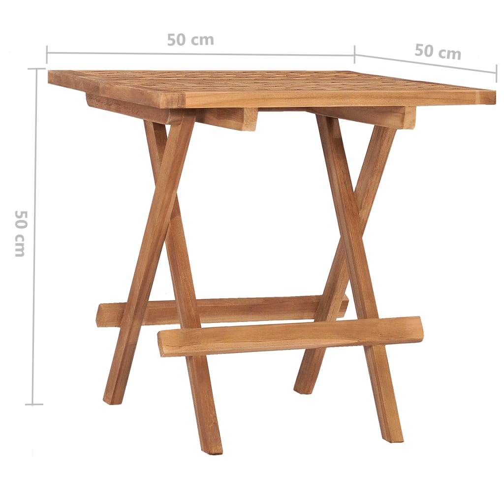 Ensemble à manger d'extérieur pliable avec coussin 3 pcs Teck