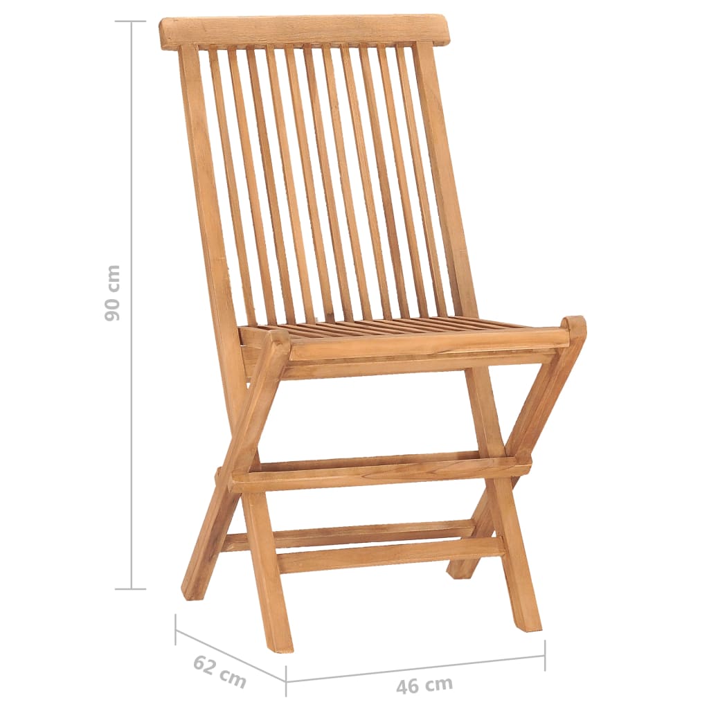 Ensemble à manger d'extérieur pliable avec coussin 3 pcs Teck