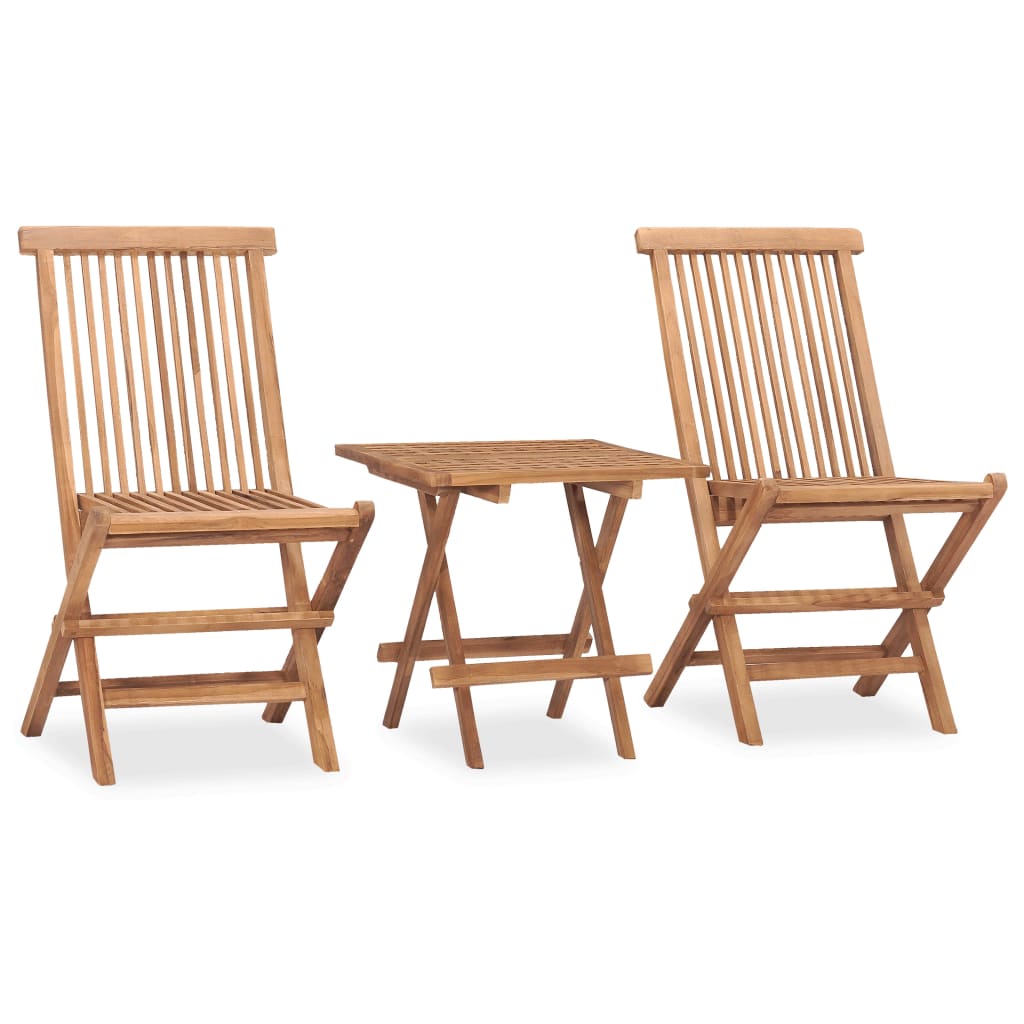 Ensemble à manger d'extérieur pliable avec coussin 3 pcs Teck