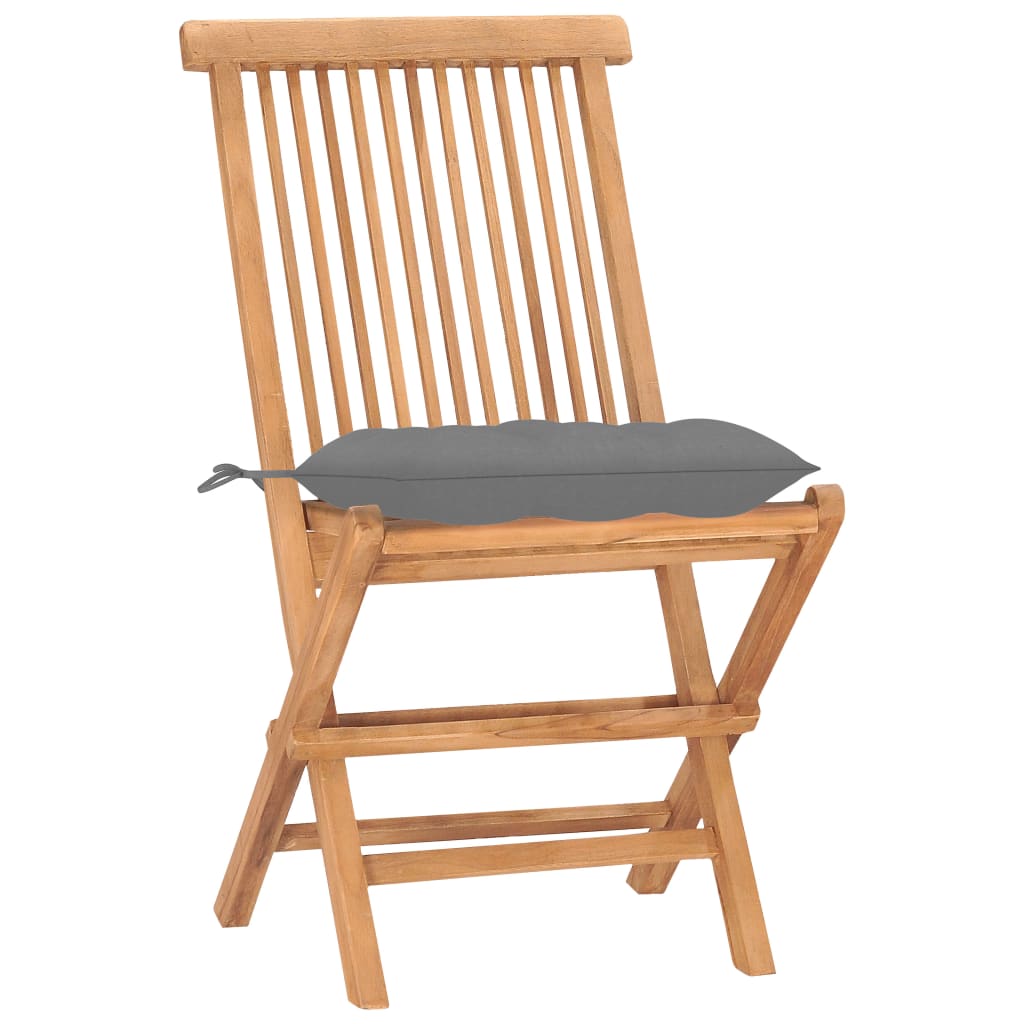 Ensemble à manger d'extérieur pliable avec coussin 3 pcs Teck