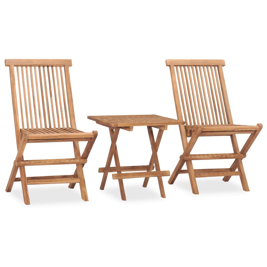 Ensemble à manger d'extérieur pliable coussin 3pcs Teck massif