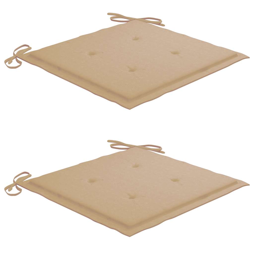 Ensemble de bistro 3pcs avec coussins beige Bois de teck massif
