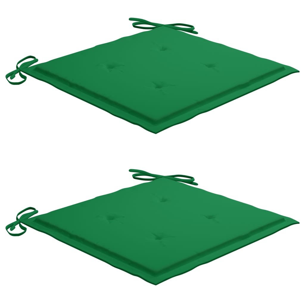 Ensemble de bistro 3 pcs avec coussins vert Bois de teck massif