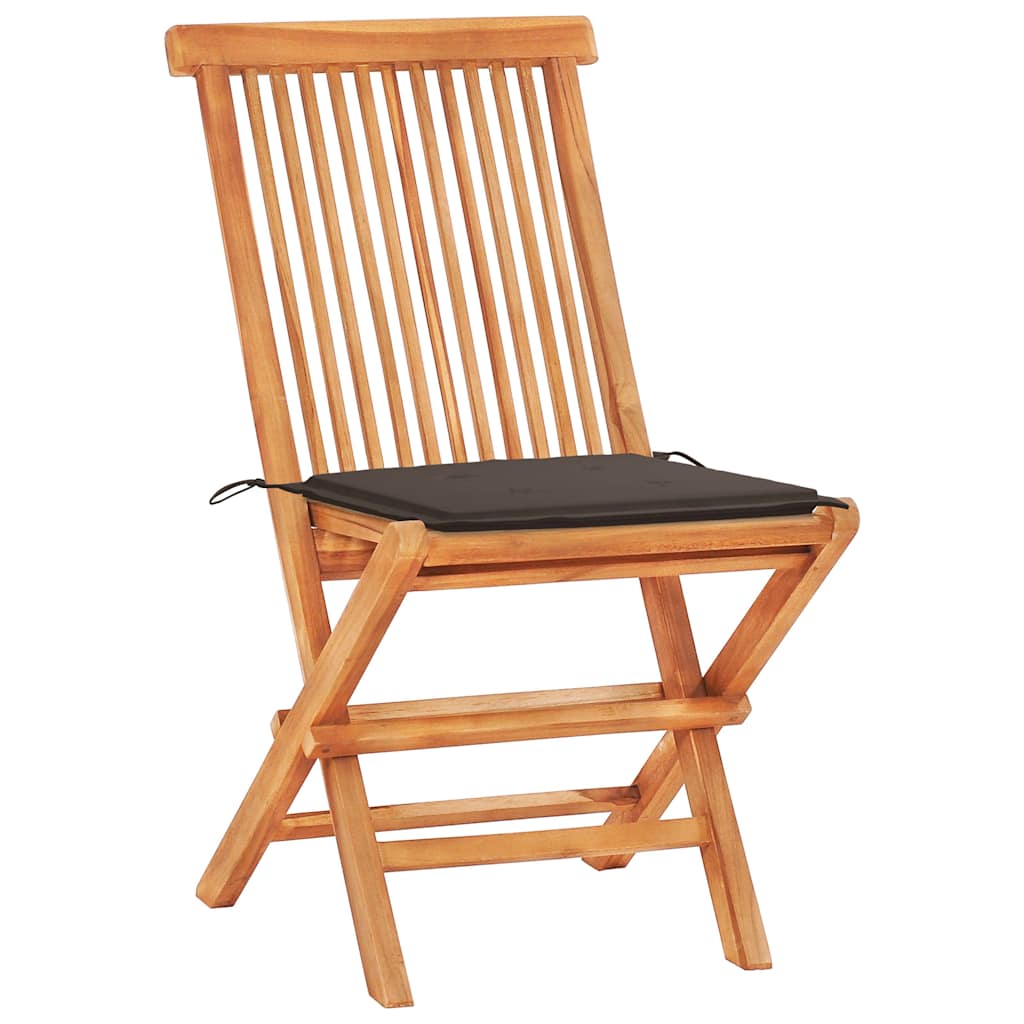 Ensemble de bistro 3pcs avec coussins taupe Bois de teck massif